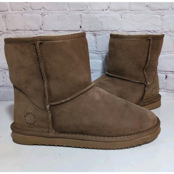 Fireside By Dearfoams Women's Rosebery Shearling Bootie Chestnut Brown Size 8/39 - Picture 1 of 12